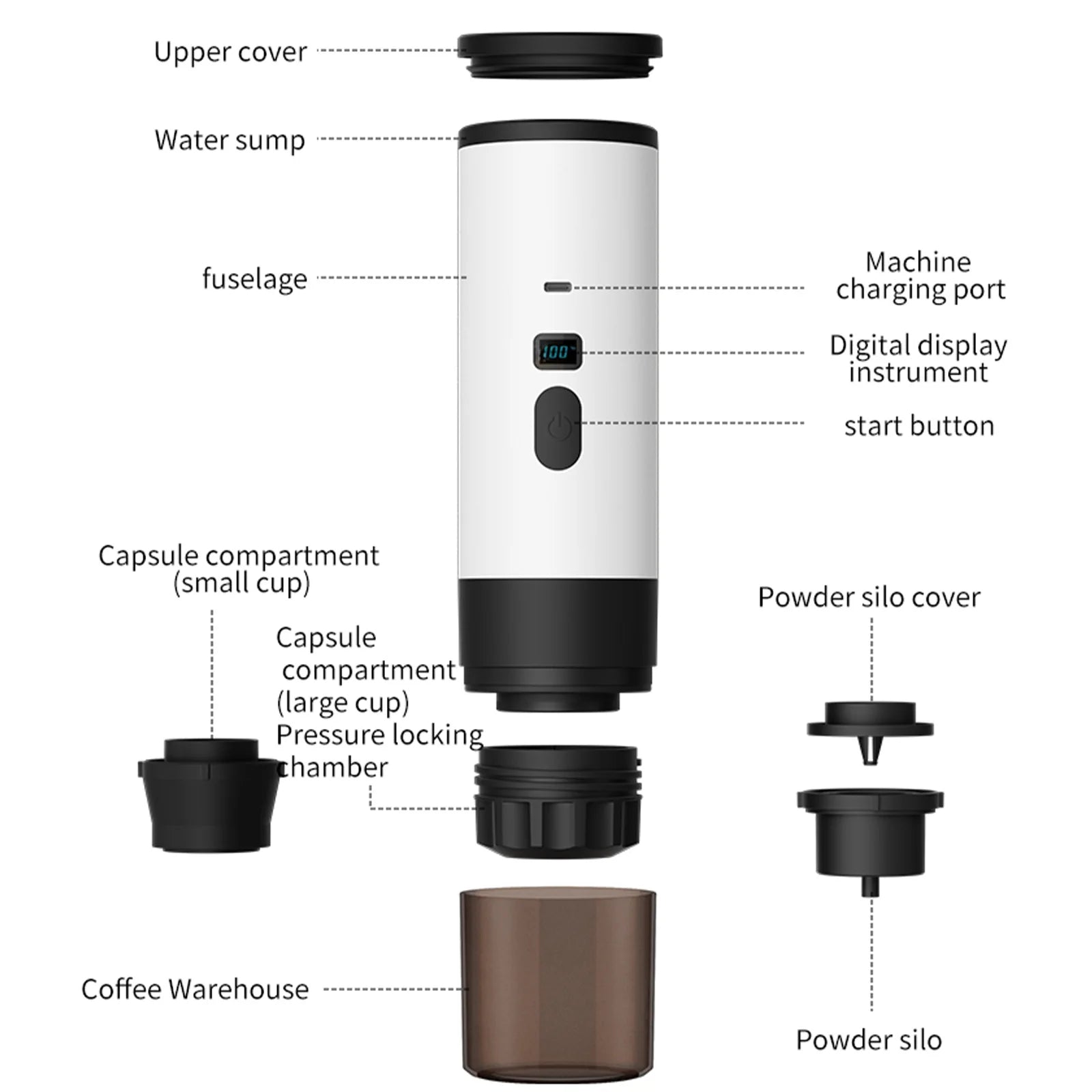Cafetière à capsules électrique portable Machine à expresso sans fil avec pompe chauffante