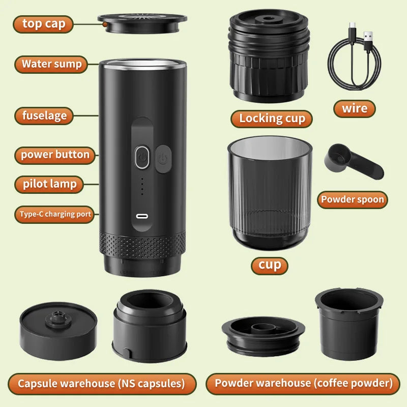 Machine à café expresso électrique sans fil pour voiture et camping-car