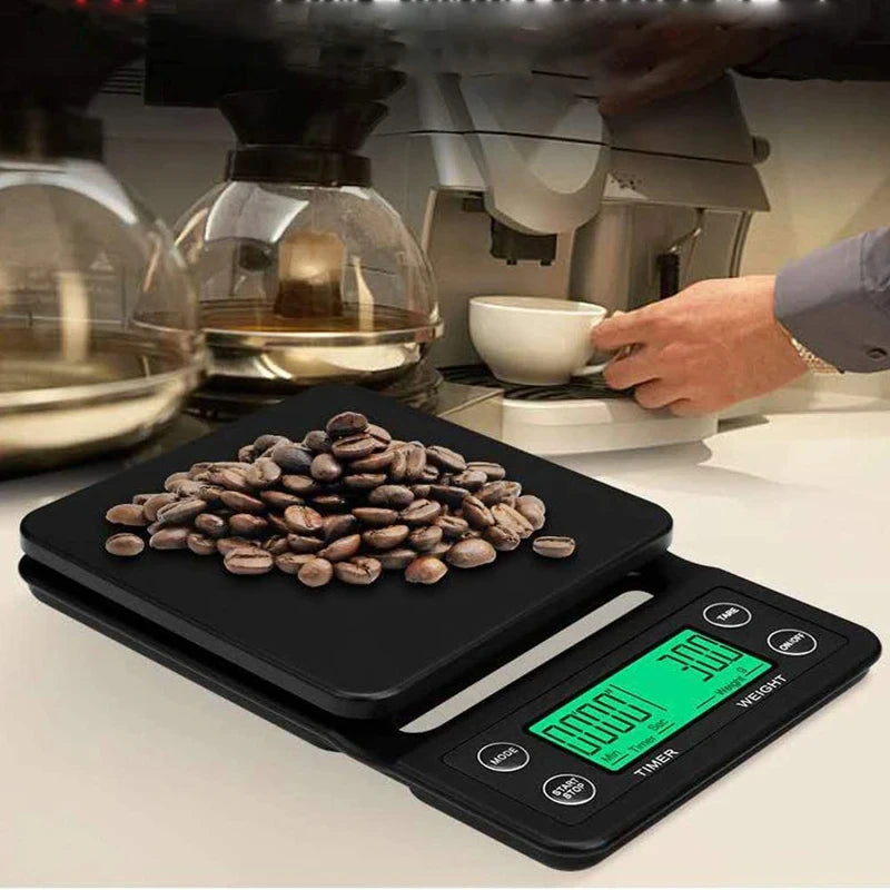 Balance à café numérique avec écran LED et minuteur pour la préparation du café