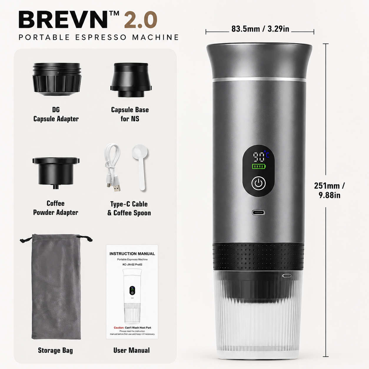 BREVN™ 2.0 Portable Espresso Machine