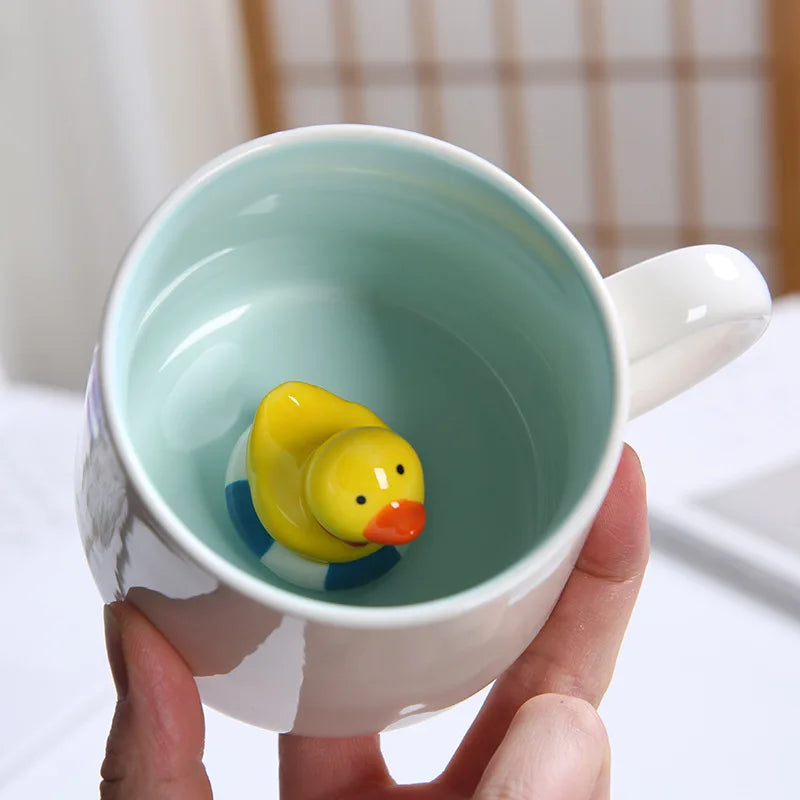 Tasses à café en céramique mignonnes en forme d'animaux 3D avec poignée Vache Panda Grenouille