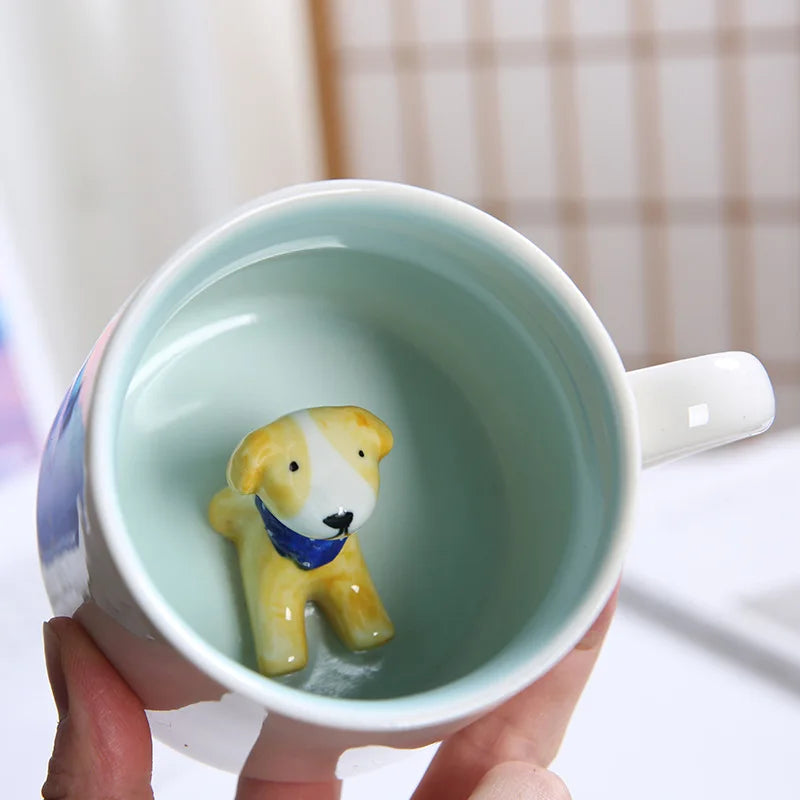 Tasses à café en céramique mignonnes en forme d'animaux 3D avec poignée Vache Panda Grenouille