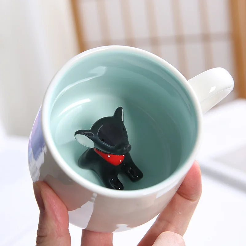 Tasses à café en céramique mignonnes en forme d'animaux 3D avec poignée Vache Panda Grenouille
