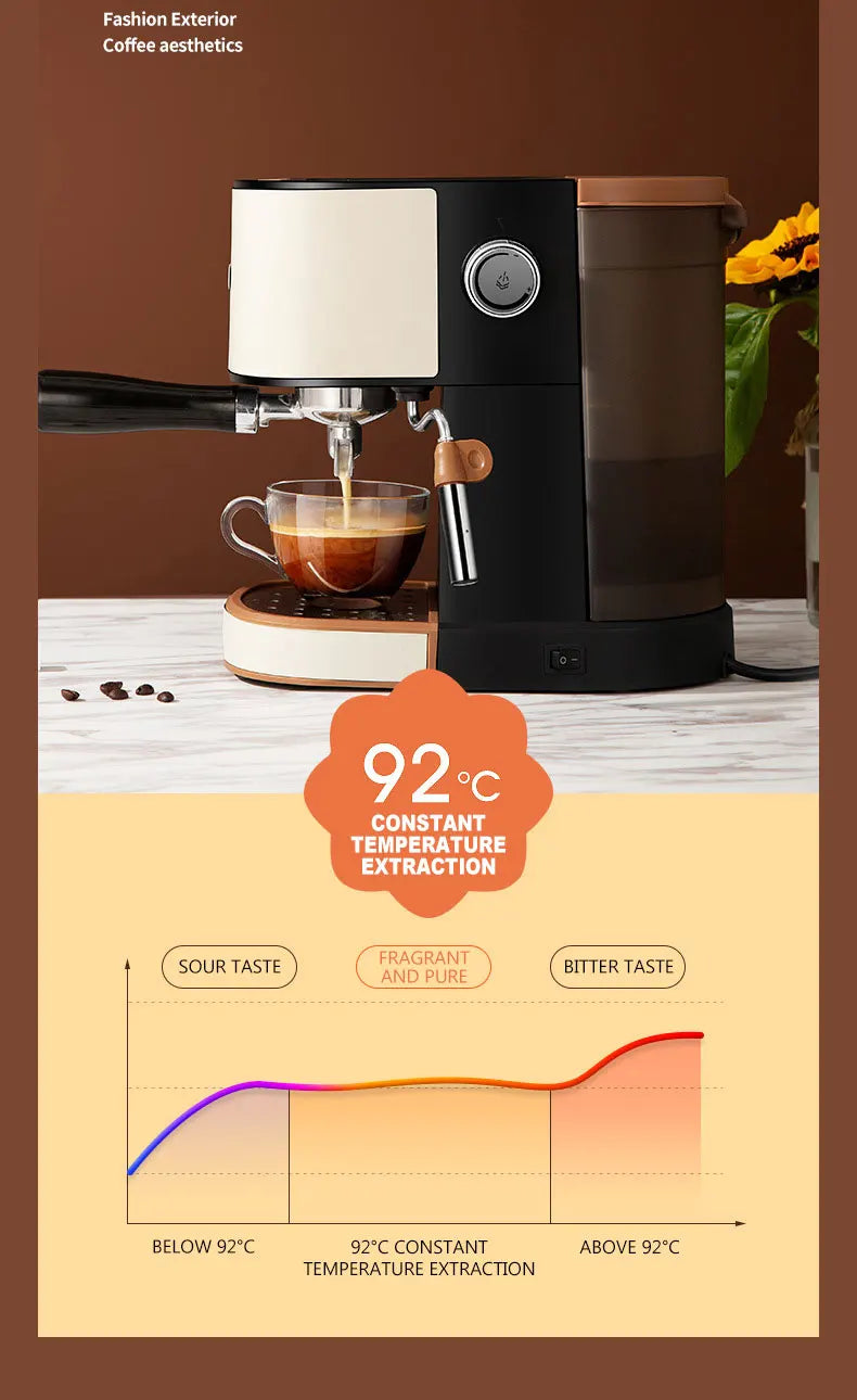 Machine à café domestique automatique à vapeur expresso en acier inoxydable