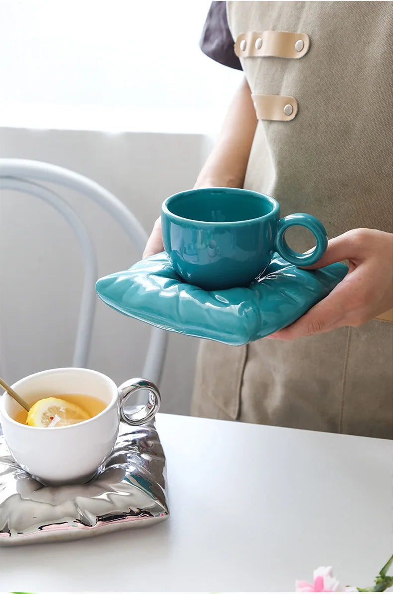 Tasses à café en céramique Lazzy House, ensemble tasse et soucoupe de grande taille pour le thé