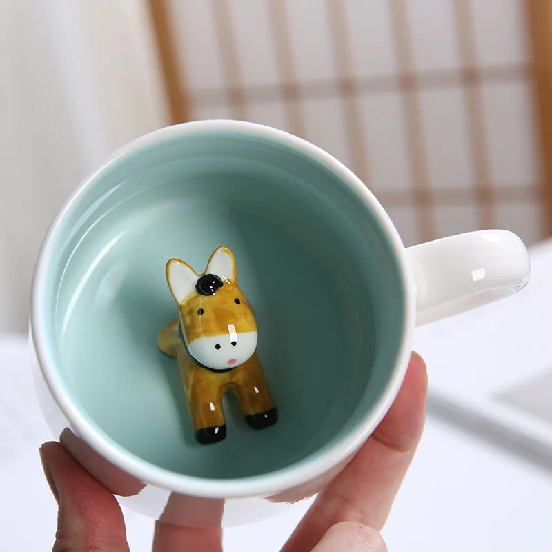 Tasses à café en céramique mignonnes en forme d'animaux 3D avec poignée Vache Panda Grenouille