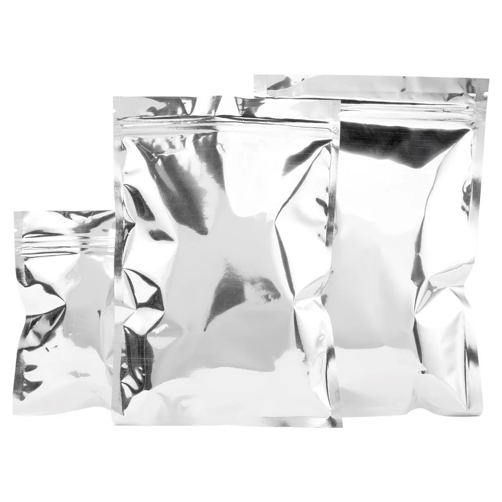 Sachets d'emballage refermables à fermeture éclair en plastique et aluminium, un côté transparent
