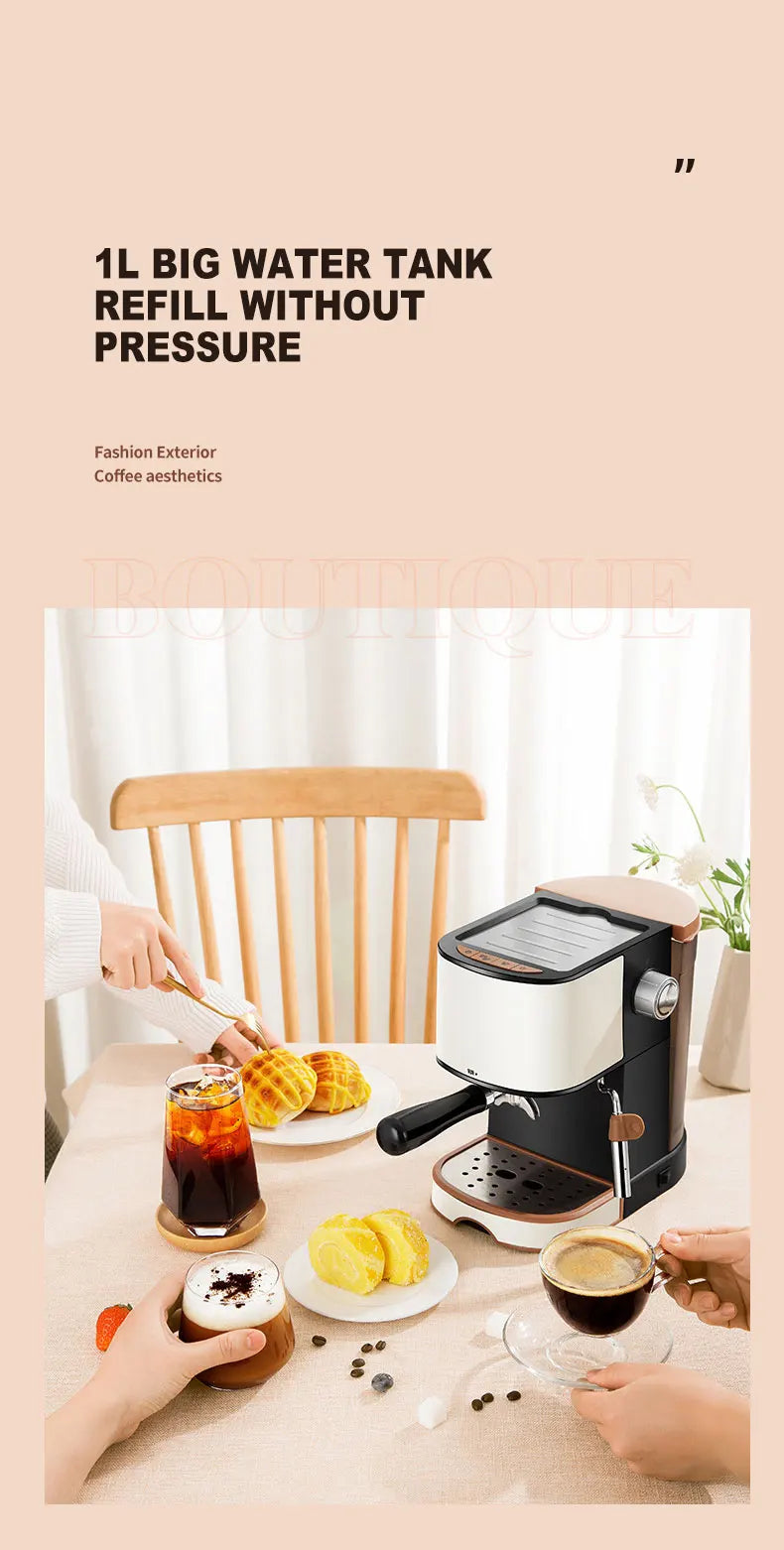 Machine à café domestique automatique à vapeur expresso en acier inoxydable