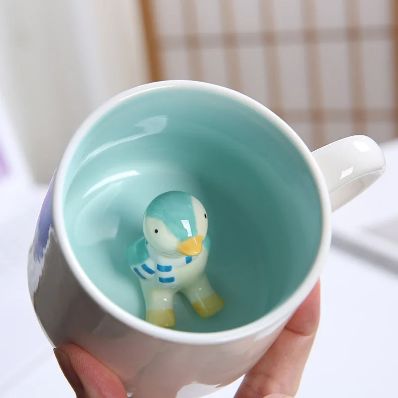 Tasses à café en céramique mignonnes en forme d'animaux 3D avec poignée Vache Panda Grenouille