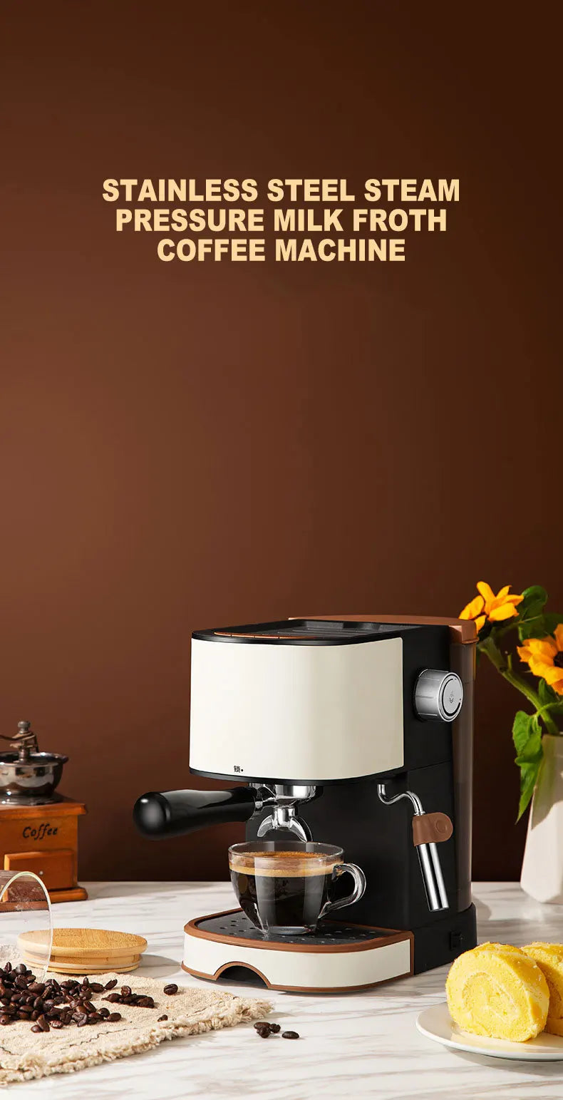 Machine à café domestique automatique à vapeur expresso en acier inoxydable
