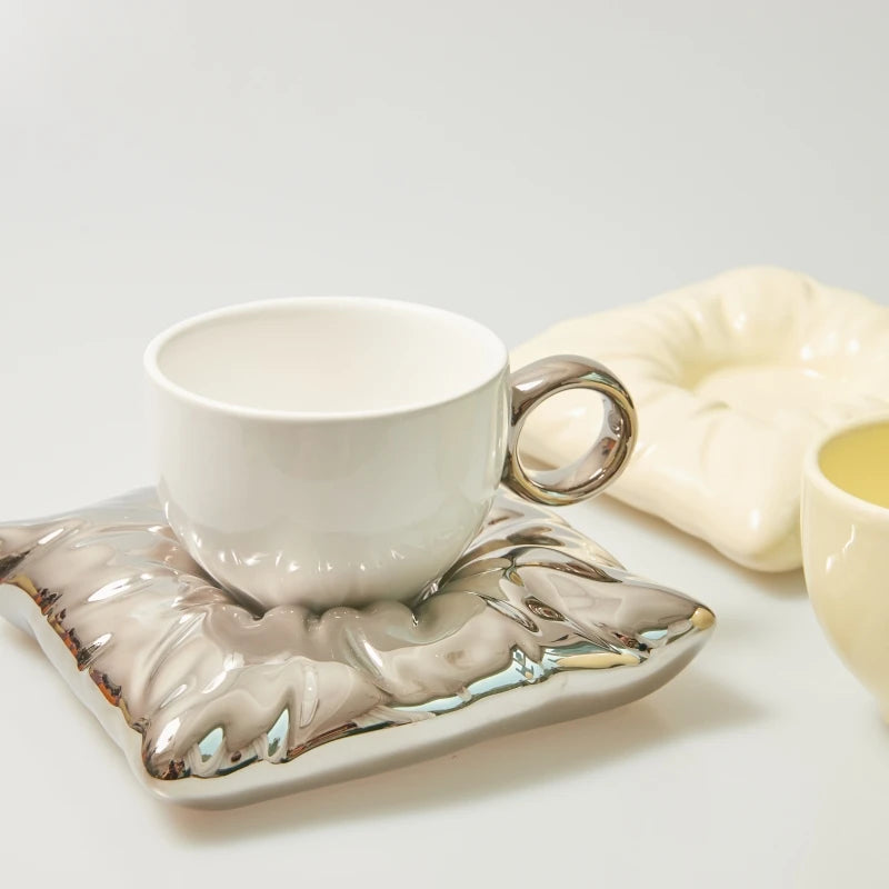 Tasses à café en céramique Lazzy House, ensemble tasse et soucoupe de grande taille pour le thé