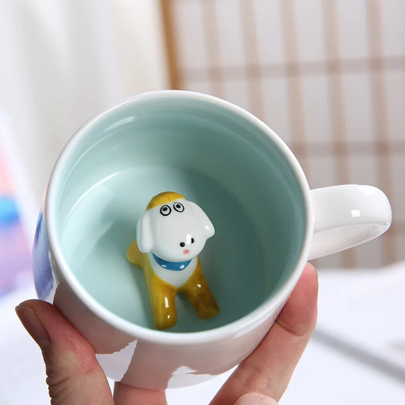 Tasses à café en céramique mignonnes en forme d'animaux 3D avec poignée Vache Panda Grenouille