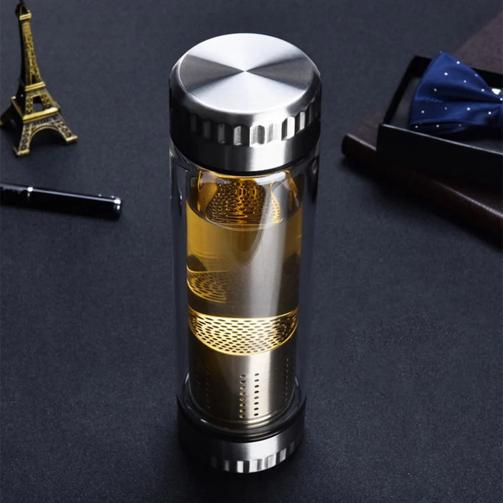 Bouteille d'eau en verre Tasse isotherme avec filtre infuseur à thé Bouteille thermos à thé
