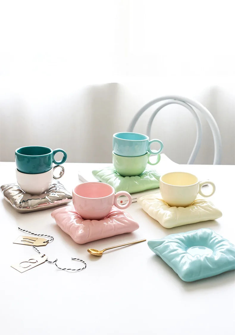 Tasses à café en céramique Lazzy House, ensemble tasse et soucoupe de grande taille pour le thé