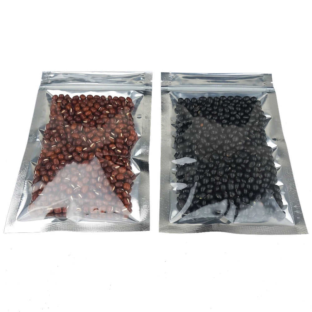 Sachets d'emballage refermables à fermeture éclair en plastique et aluminium, un côté transparent