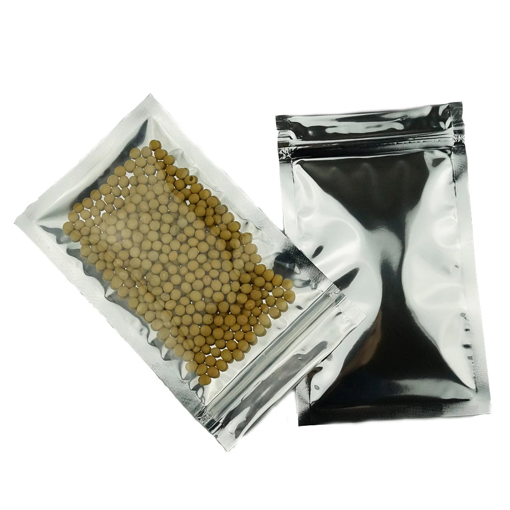 Sachets d'emballage refermables à fermeture éclair en plastique et aluminium, un côté transparent