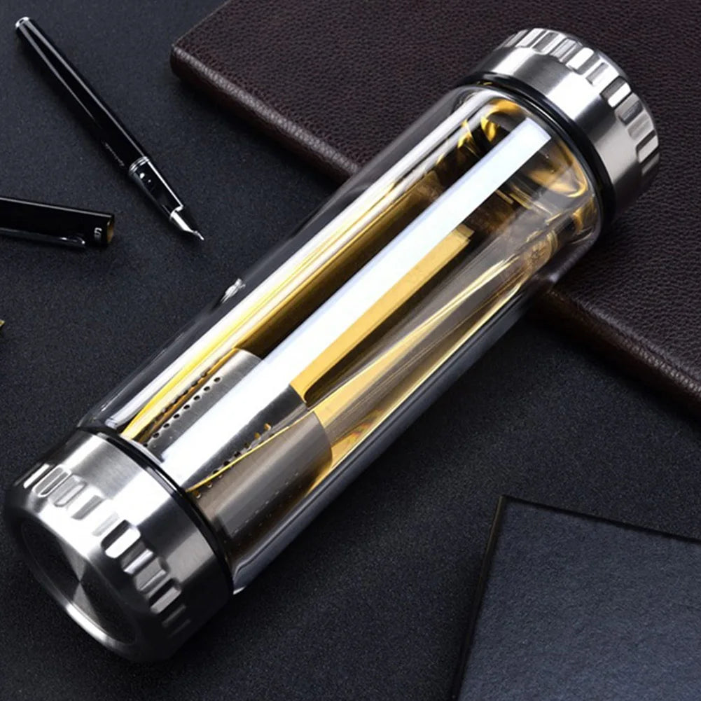 Bouteille d'eau en verre Tasse isotherme avec filtre infuseur à thé Bouteille thermos à thé