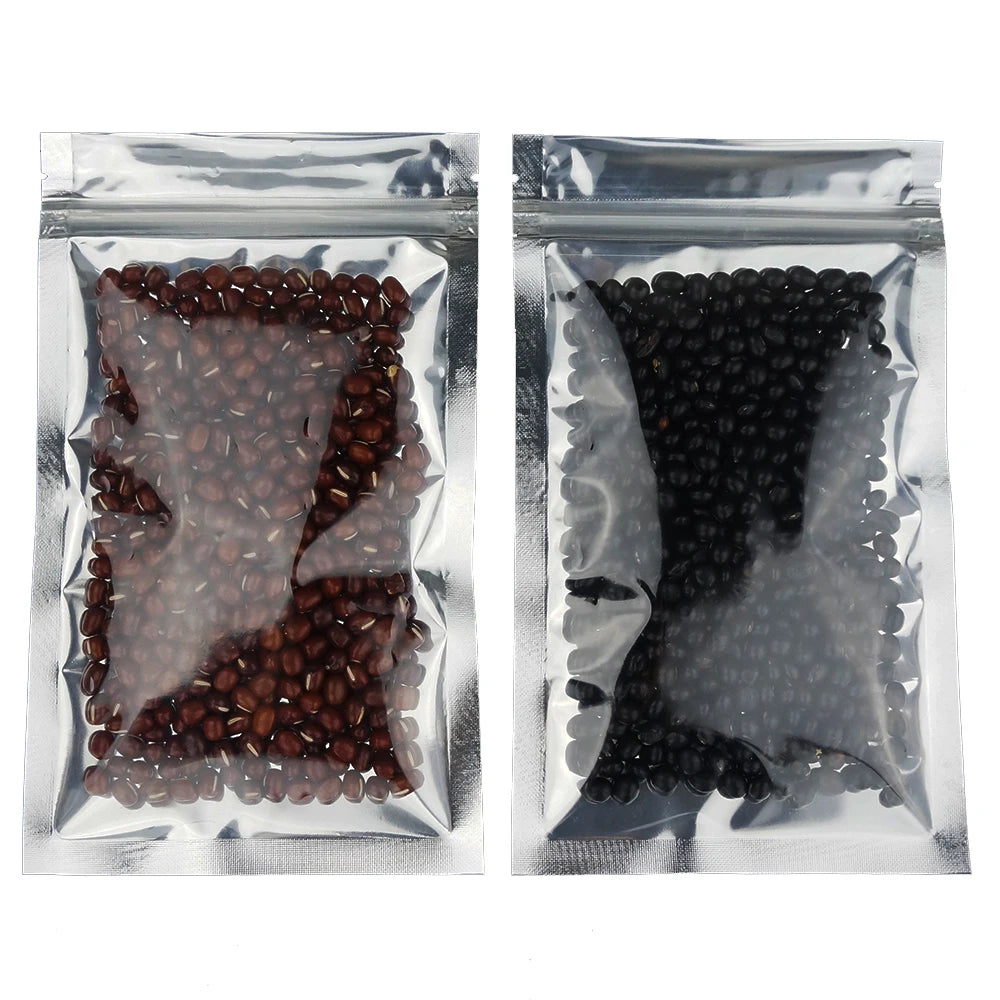Sachets d'emballage refermables à fermeture éclair en plastique et aluminium, un côté transparent