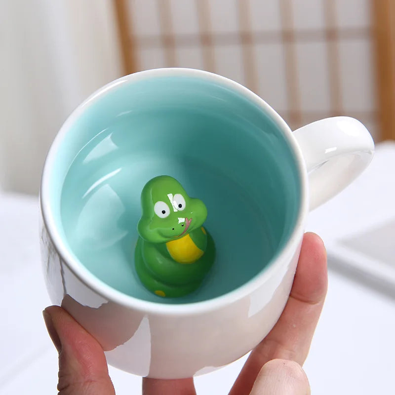Tasses à café en céramique mignonnes en forme d'animaux 3D avec poignée Vache Panda Grenouille