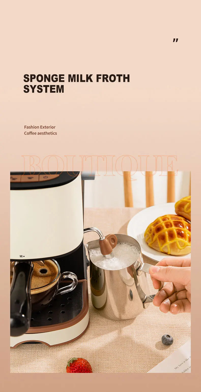 Machine à café domestique automatique à vapeur expresso en acier inoxydable