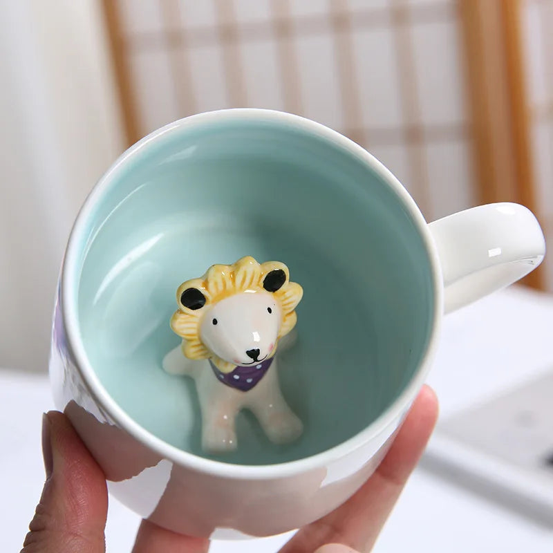 Tasses à café en céramique mignonnes en forme d'animaux 3D avec poignée Vache Panda Grenouille