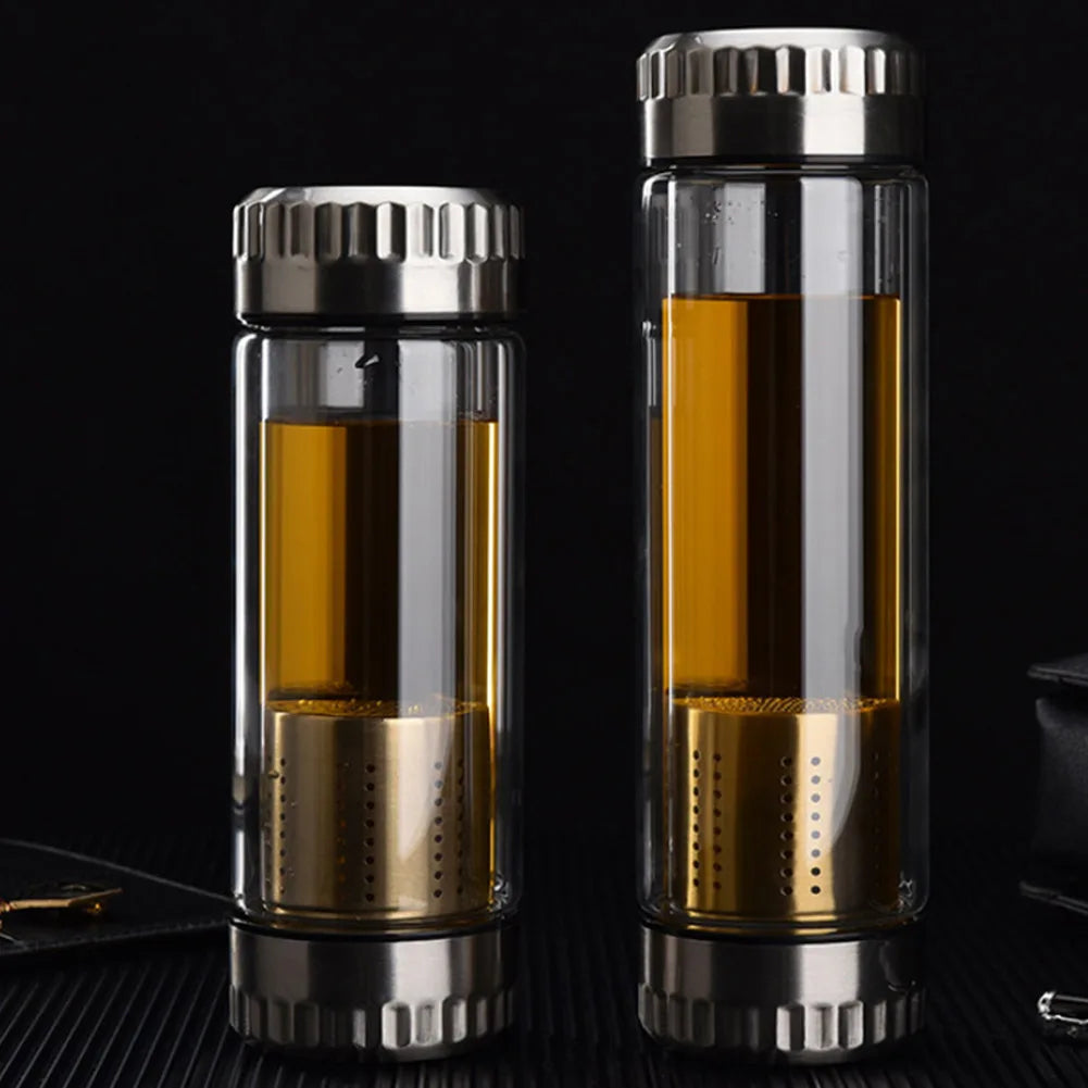 Bouteille d'eau en verre Tasse isotherme avec filtre infuseur à thé Bouteille thermos à thé