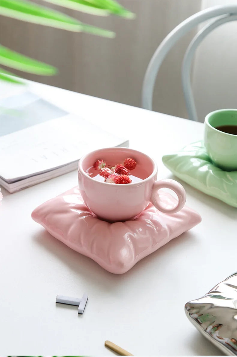 Tasses à café en céramique Lazzy House, ensemble tasse et soucoupe de grande taille pour le thé