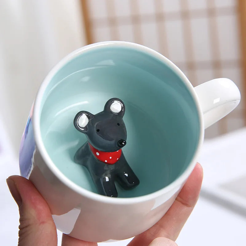 Tasses à café en céramique mignonnes en forme d'animaux 3D avec poignée Vache Panda Grenouille