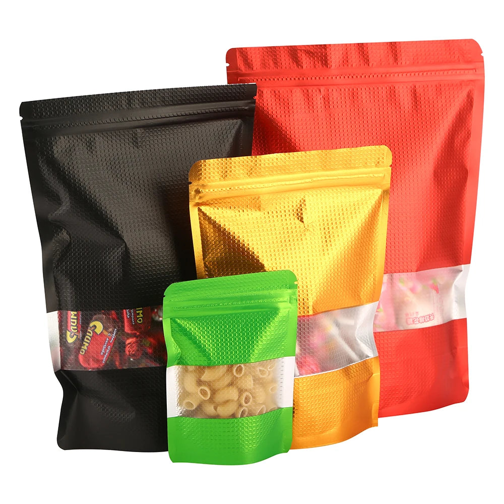 Sachets d'emballage refermables à fermeture éclair en plastique et aluminium, un côté transparent