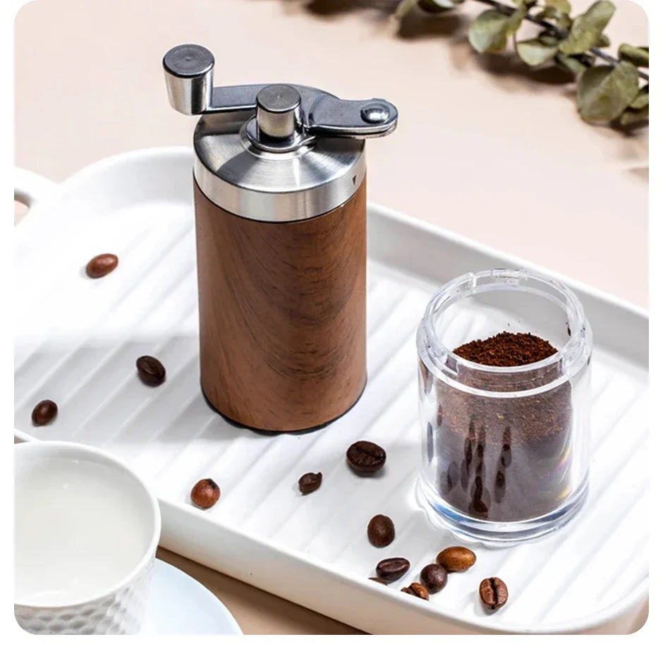Moulin à café manuel portable vintage avec moulin à grains de café grain de bois