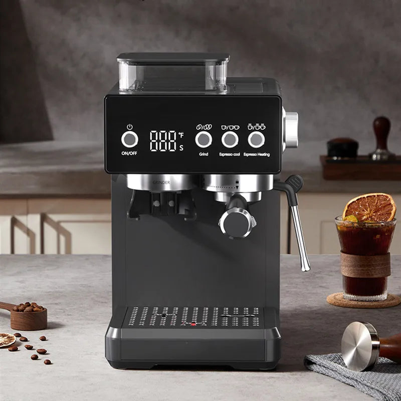 3-in-1 Semi-Automatic Espresso Machine with Built-in Grinder & Milk Frother | Cold Brew Function | 20Bar Pump for Home Barista