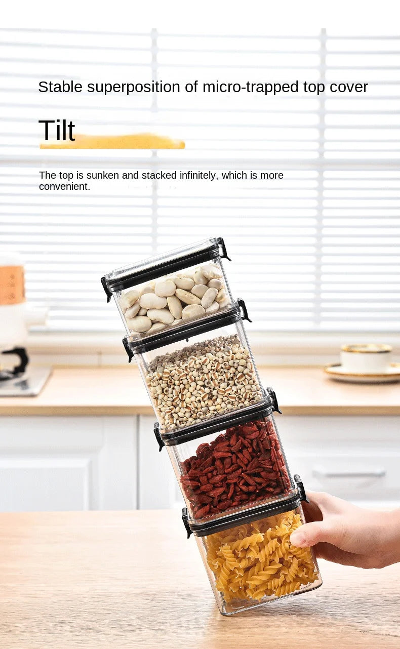 Lot de boîtes de rangement hermétiques pour cuisine, bocaux scellés pour céréales, conteneurs à épices empilables pour tiroir