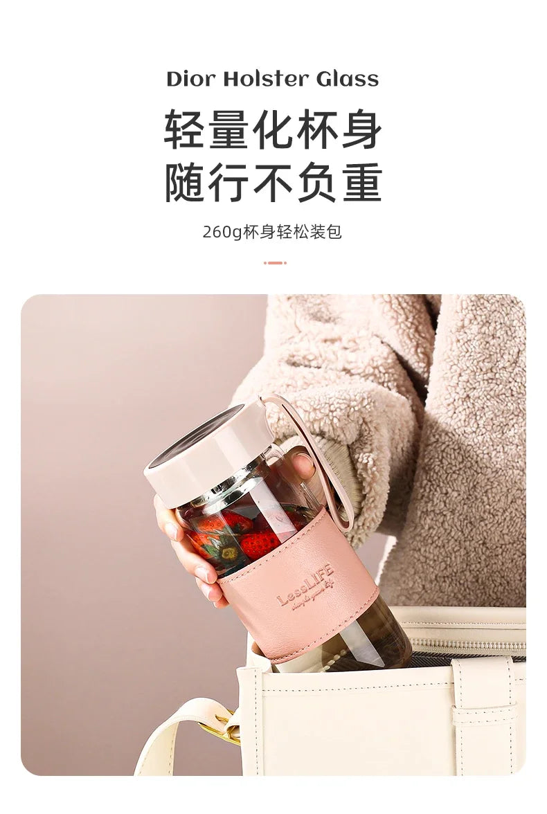 Bouteille d'eau en verre de style mode 480 ml avec infuseur à thé Bouteilles isothermes