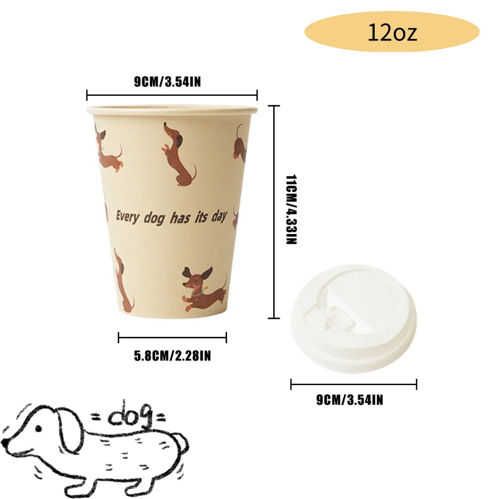 Gobelet en papier kraft à double paroi avec couvercle, gobelet jetable pour fête