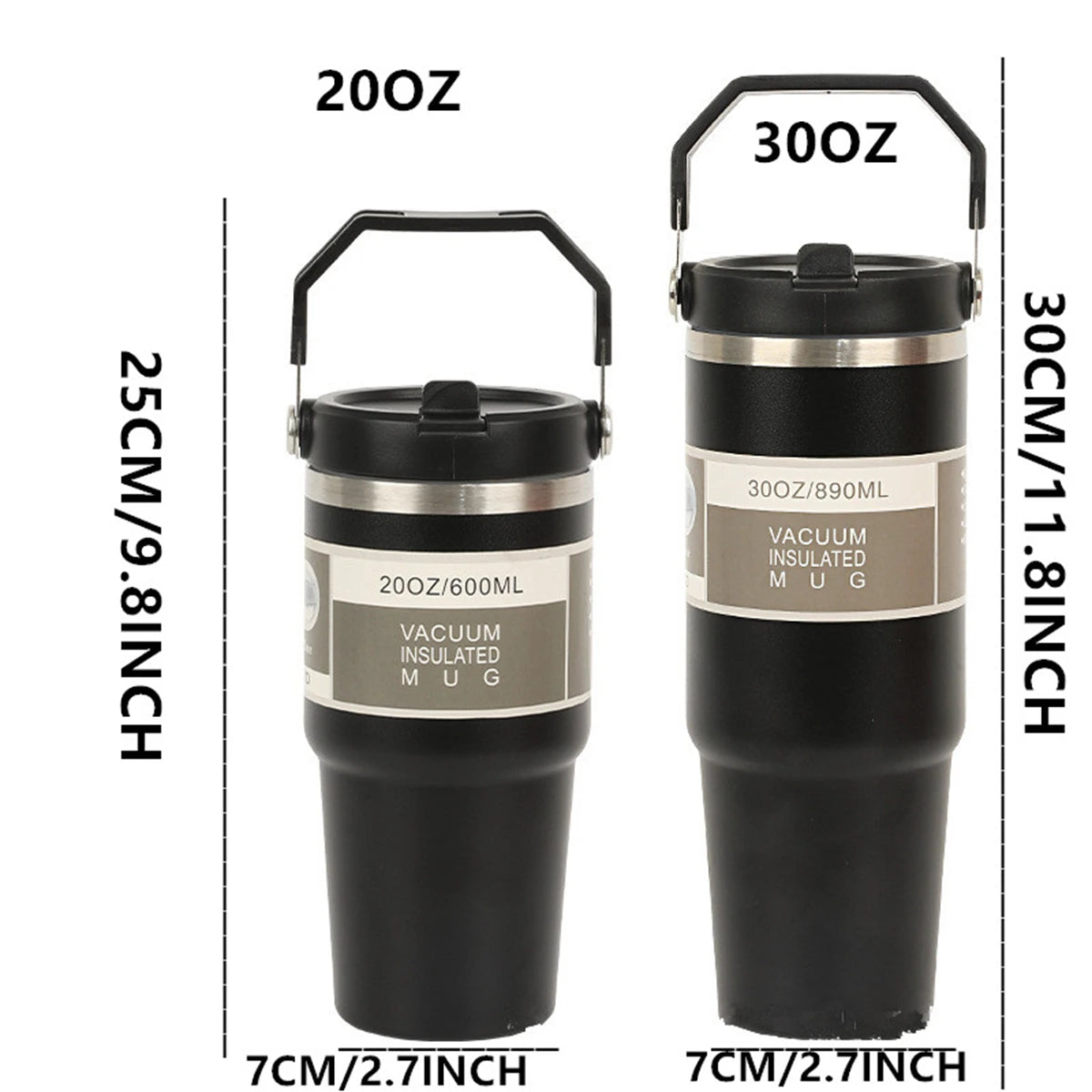 1 gourde isotherme avec couvercle en acier inoxydable, bouteille d'eau portable avec sac de transport