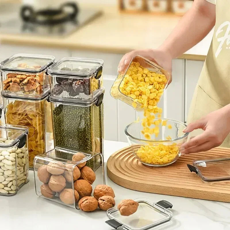 Lot de boîtes de rangement hermétiques pour cuisine, bocaux scellés pour céréales, conteneurs à épices empilables pour tiroir