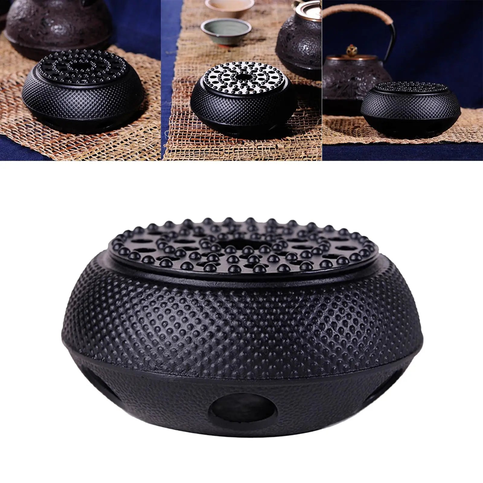 Chauffe-théière en fonte noire, support de bougie, réchaud, support de théière