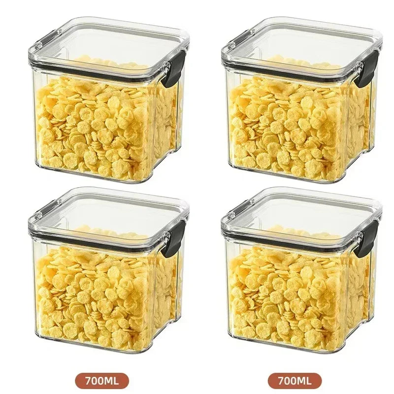 Lot de boîtes de rangement hermétiques pour cuisine, bocaux scellés pour céréales, conteneurs à épices empilables pour tiroir