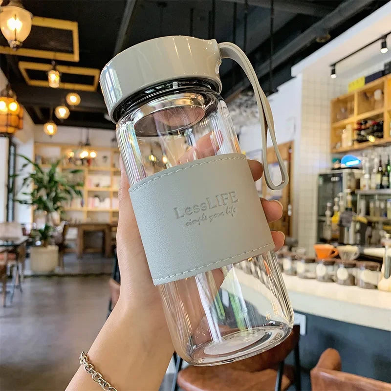 Bouteille d'eau en verre de style mode 480 ml avec infuseur à thé Bouteilles isothermes