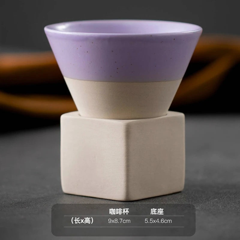 Mug à café en céramique triangulaire rétro, style japonais, fait main