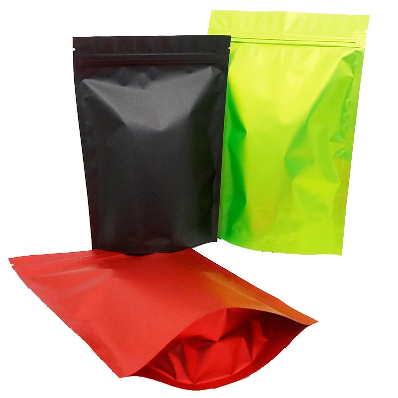 Sachets d'emballage refermables à fermeture éclair en plastique et aluminium, un côté transparent