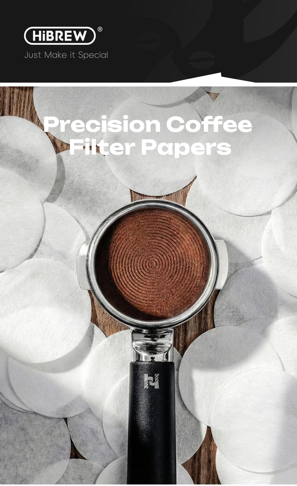 Replacement Coffee Filters Pap Round Disposable Compatible with HiBREW Coffee Makers for Brewing Coffee 51MM 58MM Portafilter