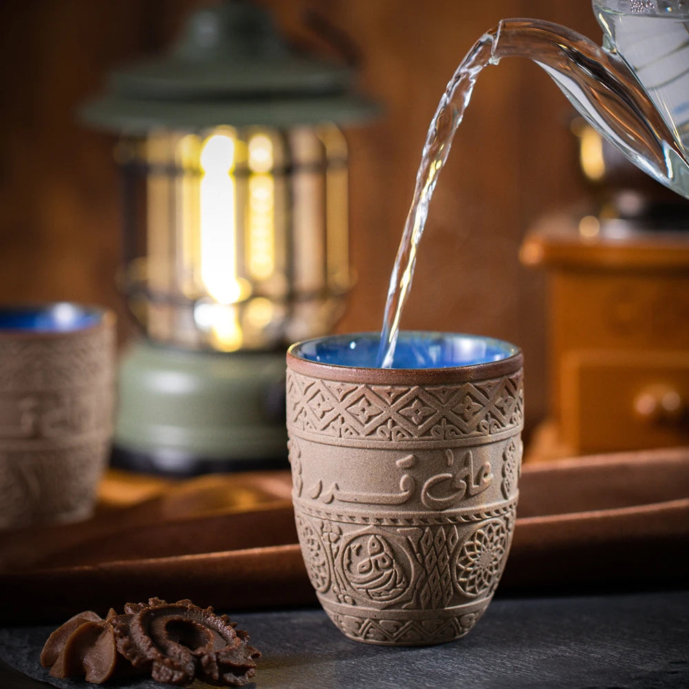 Tasse à expresso en grès moyen-oriental, céramique rétro, luxe léger et simple