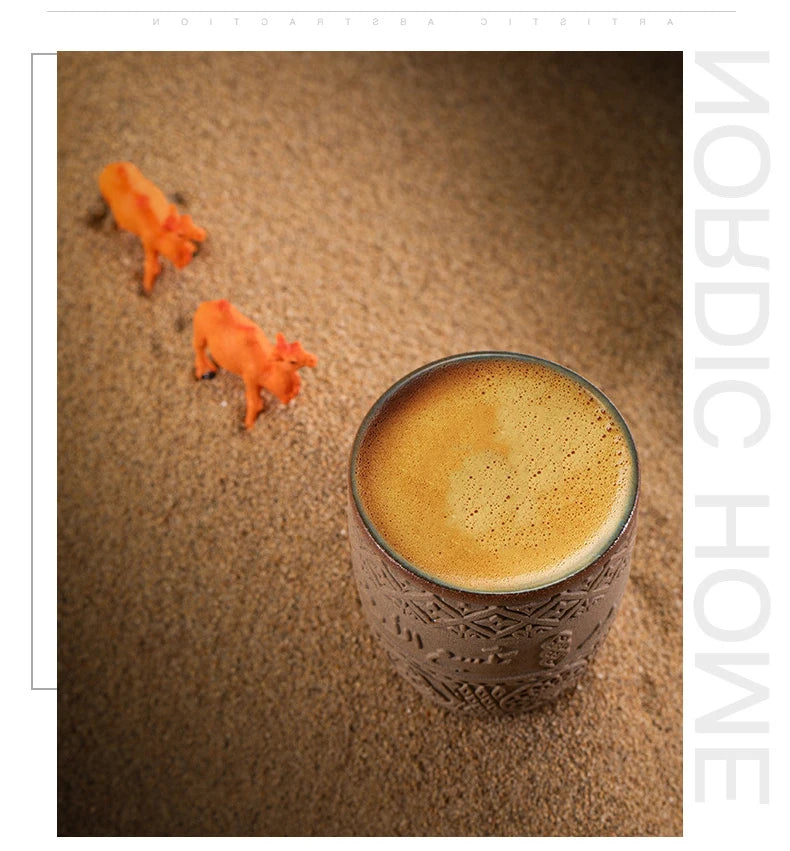 Tasse à expresso en grès moyen-oriental, céramique rétro, luxe léger et simple