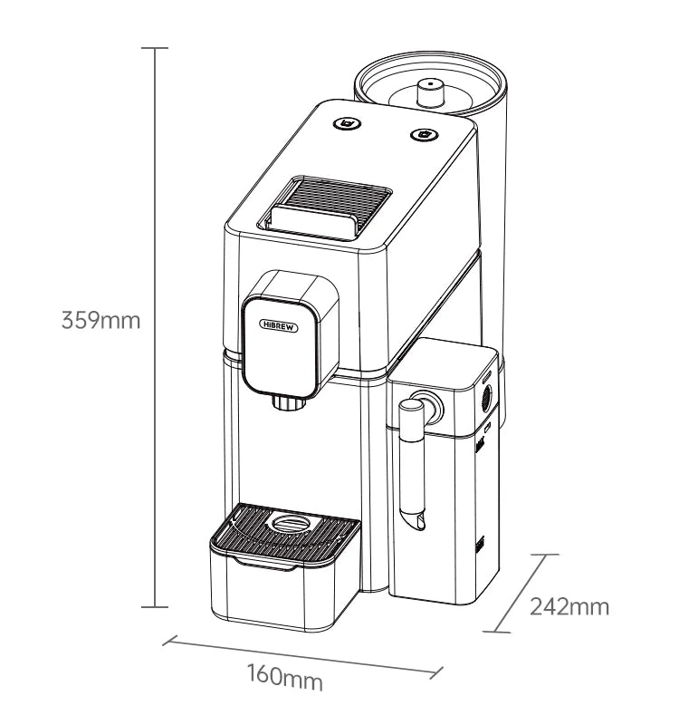 HiBREW  Capsule Coffee Machine Automatic Frothed Milk Cappuccino and Latte Espresso Coffee Maker H15