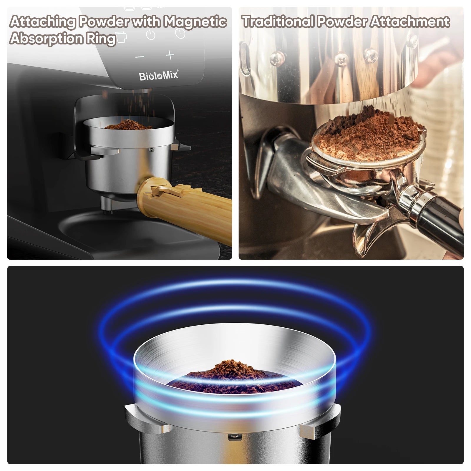 Moulin à café électrique automatique à meules BioloMix pour espresso