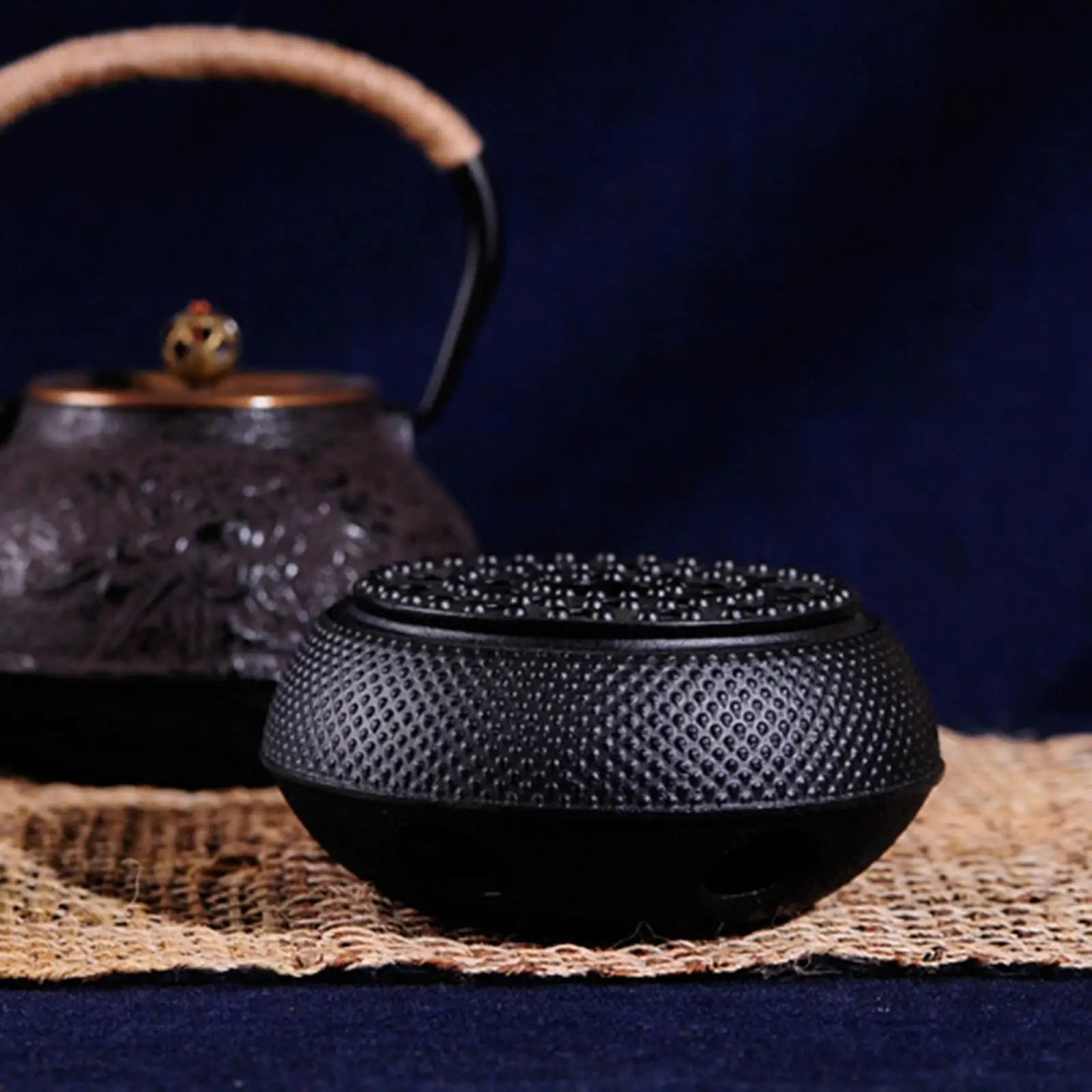 Chauffe-théière en fonte noire, support de bougie, réchaud, support de théière