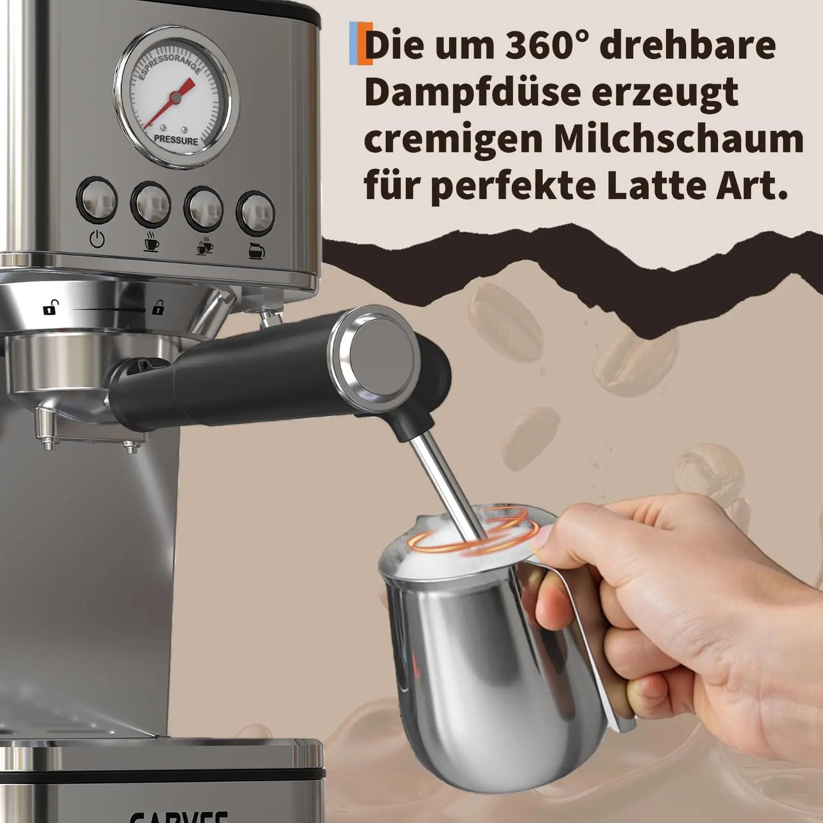 Machine à café expresso 20 bars avec mousseur à lait Chauffe-café rapide pour la maison