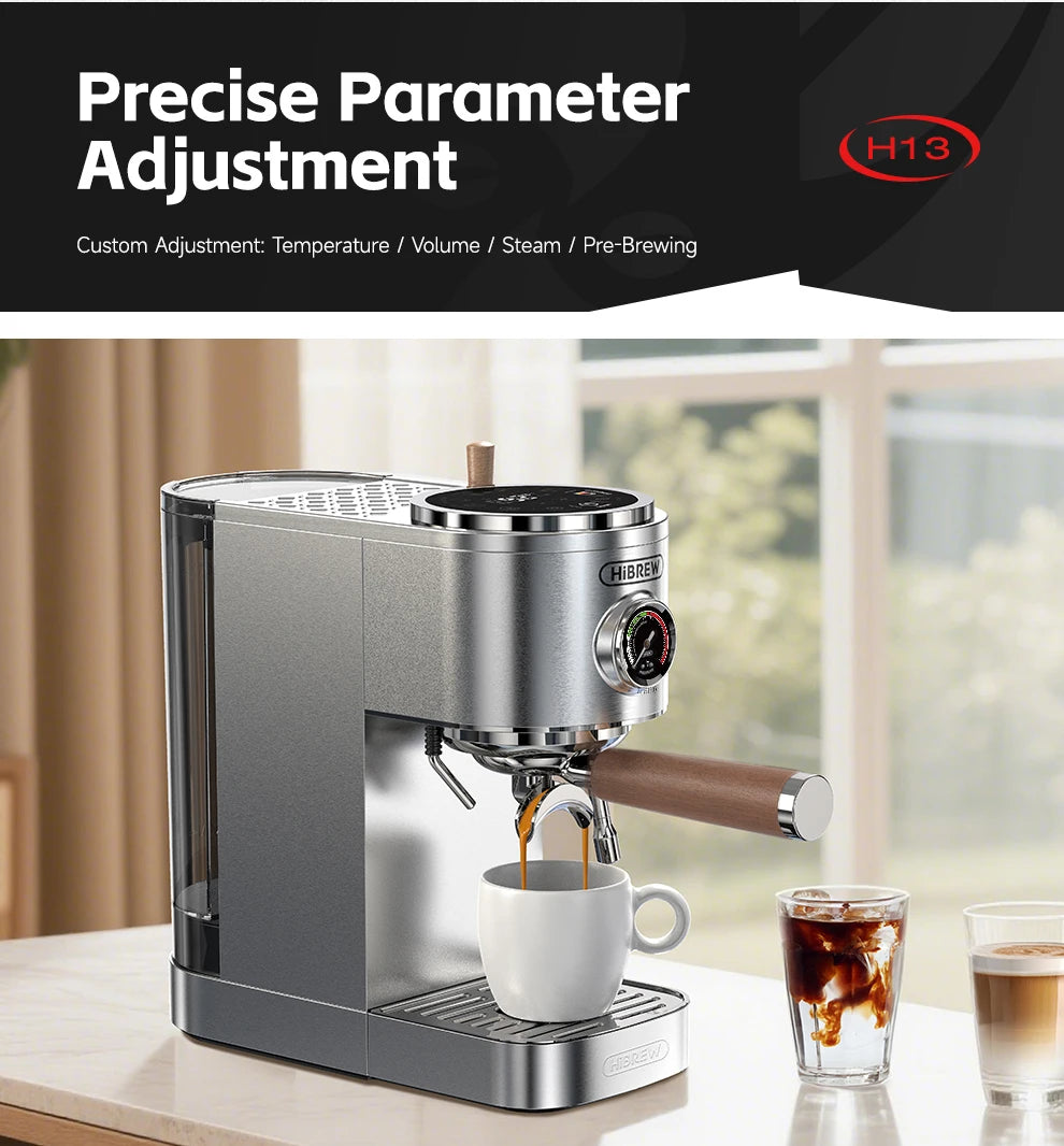 HiBREW Semi-automatic Espresso Coffee Machine 3 Level Temperature Adjustable Cold/Hot 20Bar Coffee Maker Cappuccino H13