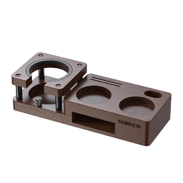 HiBREW Wood Tamping Station Tamper Holder 51/58mm Portafilter Holder Filter Screen Holder Espresso Distributor for H10A H13
